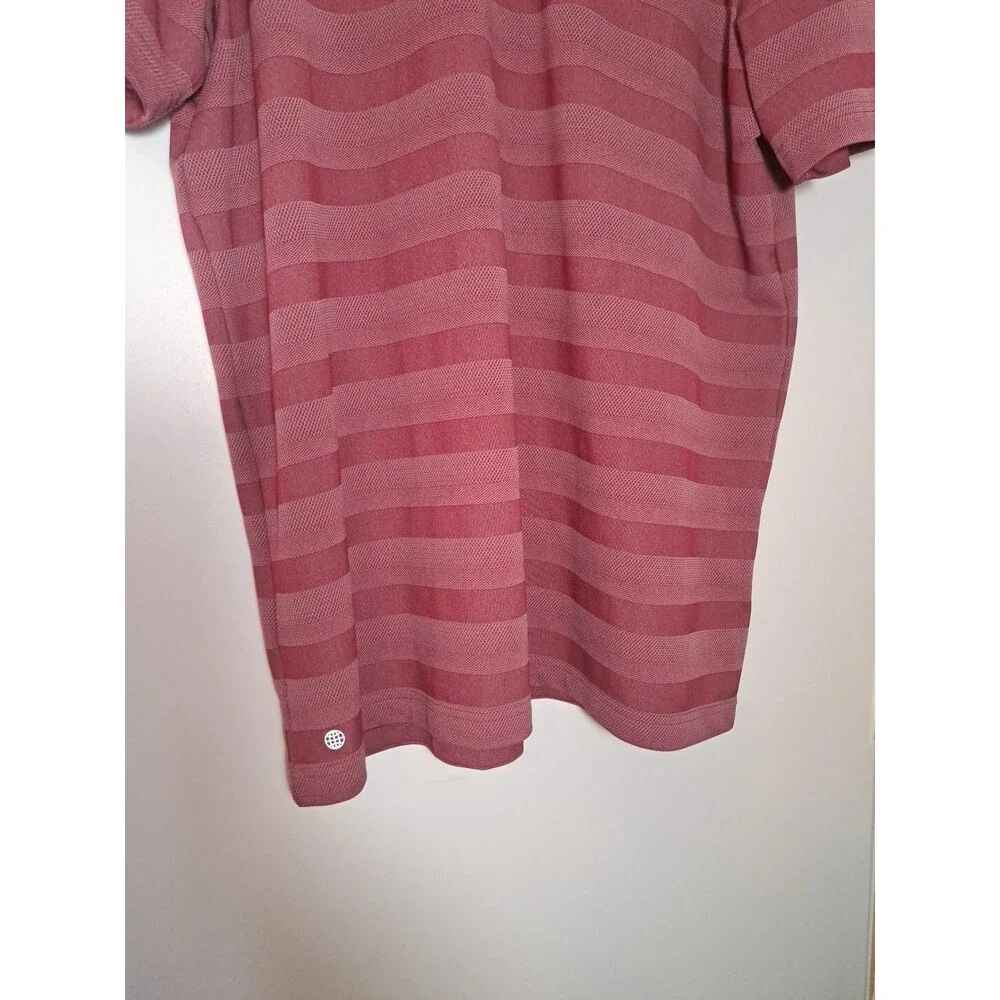 ADIDAS Men's Bliss Lilac Quiet Crimson 2 Color Striped Golf Polo Shirt XL